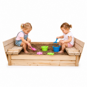 Natural wooden 4 seater folding bench sandpit