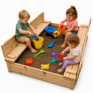 8 Seater Natural Wooden Folding Bench Sandpit