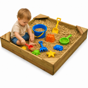 Open wooden sandpit