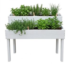 White Wooden Standing Planter Box