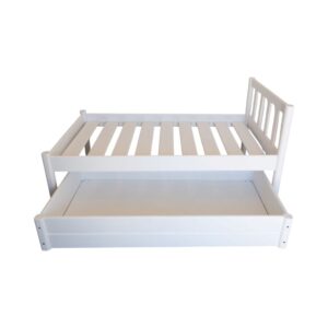 Just for Kids Toddler Bed No sides with Storage Unit COMBO  - White Finish