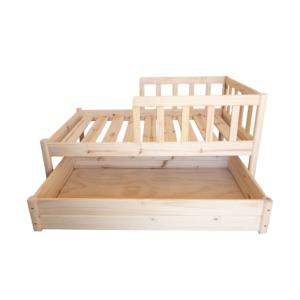 Just For Kids Short Side Rails Toddler Bed with Storage Unit COMBO - Natural Finish