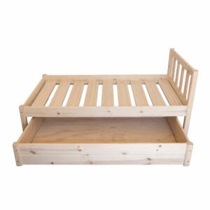 Just for Kids Toddler Bed No sides with Storage Unit COMBO  - Natural Finish