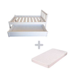 Just for Kids Toddler Bed No sides with Storage Unit & Mattress COMBO - White Finish